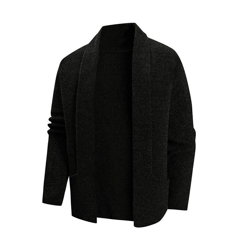 Men's Open Front Cardigan – Black