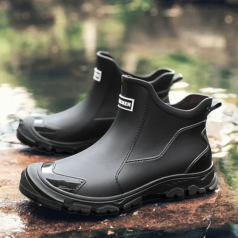 Men's Rain Boots Ankle Height – Black