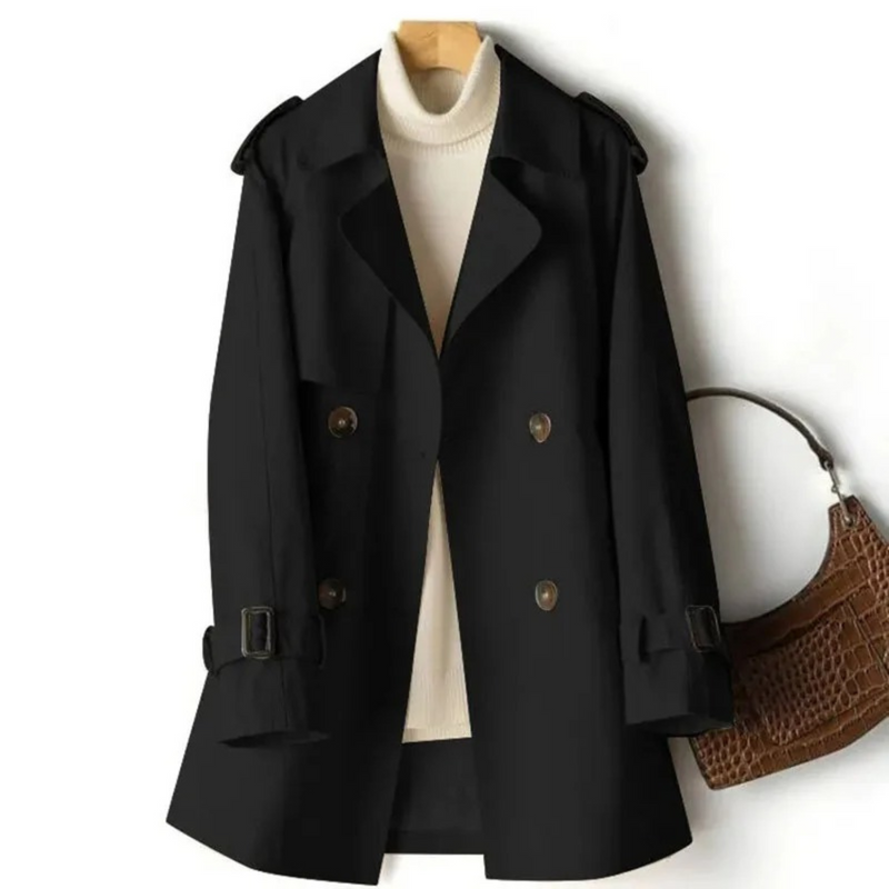 Women's Double-Breasted Trench Coat β Black