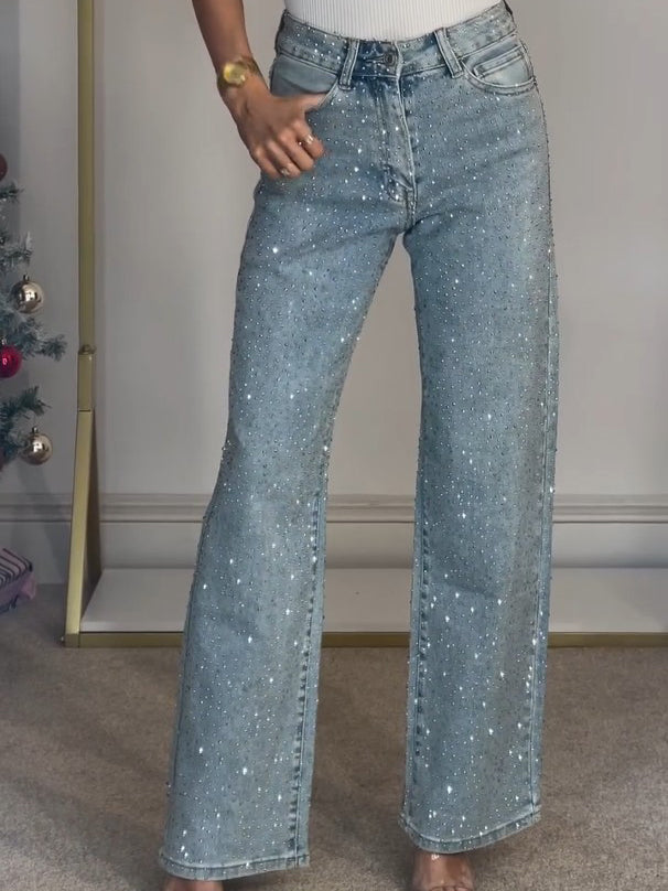 Women's Wide Leg Jeans Elegant Fit β Blue