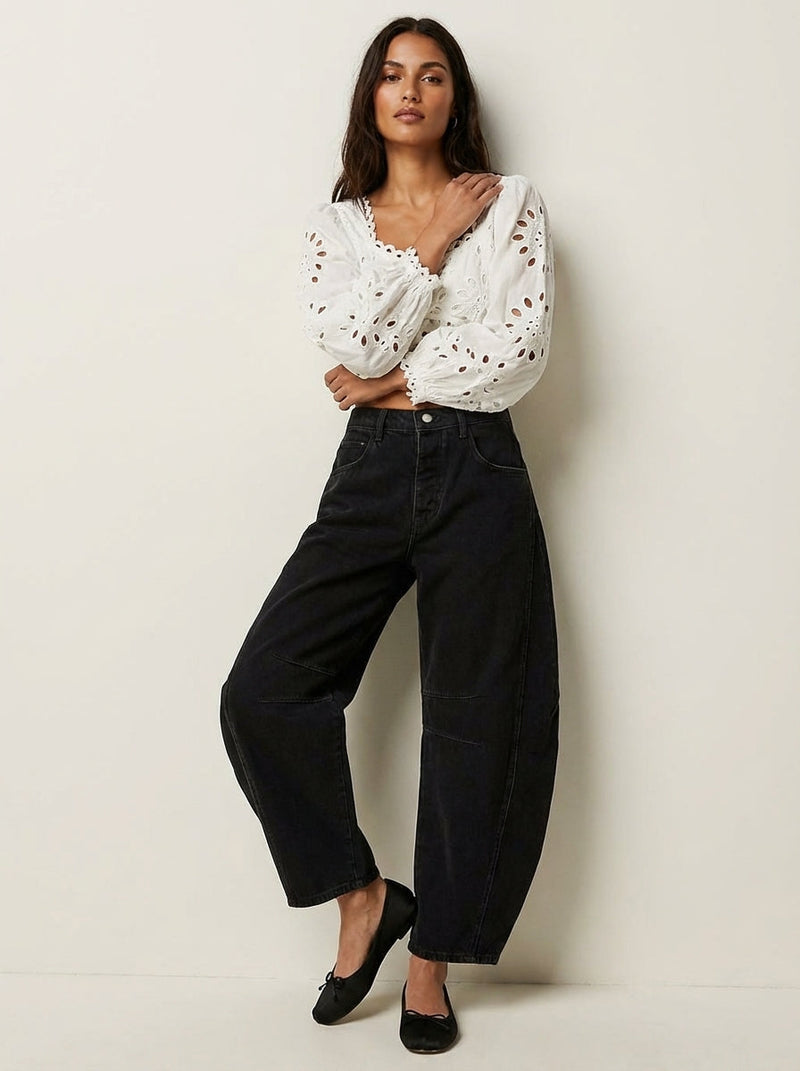 Women's Barrel Jeans Tapered Leg β Black