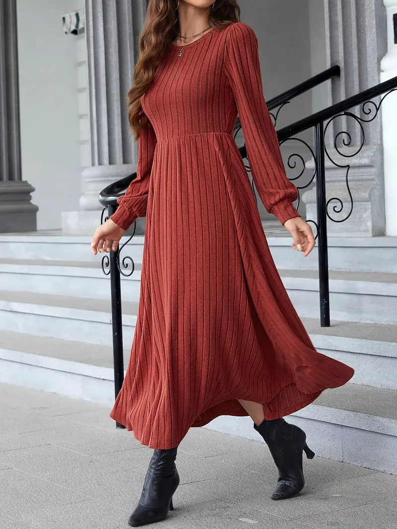 Women's Long Sleeve A-Line Fall Dresses – Red