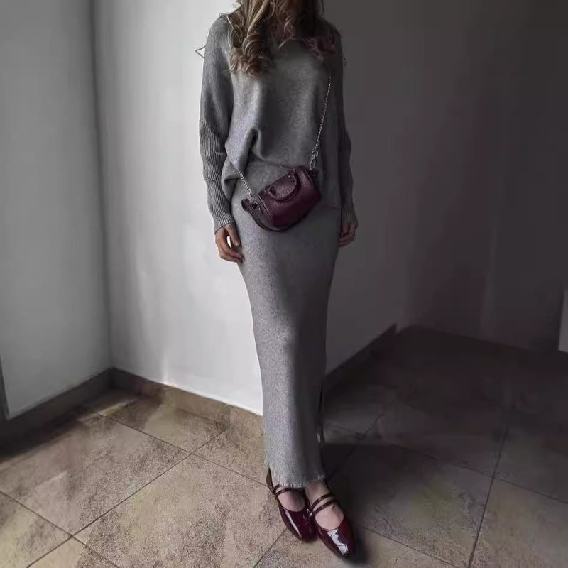 Women's Turtleneck Fall Dress – Gray