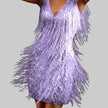 Women's Fringe Party Dress Mini in Purple