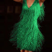 Women's Fringe Party Dress Mini in Green