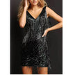 Women's Fringe Party Dress Mini in Black