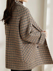 Women's Winter Coat Houndstooth Pattern in Brown detail