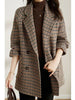 Women's Winter Coat Houndstooth Pattern in Brown full length