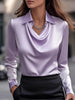 Women's Draped Blouse Long Sleeve in Lavender