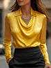Women's Draped Blouse Long Sleeve in Yellow