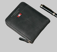 Men's Compact Wallet With Zipper in Black