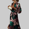 Women's Elegant Belted Dress Maxi in Dark Green