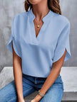 Women's V-Neck Blouse Elegant in Blue
