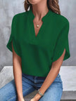 Women's V-Neck Blouse Elegant in Green