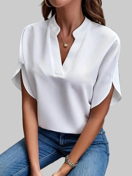 Women's V-Neck Blouse Elegant in White