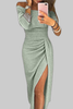 Women's Off Shoulder Sequin Dress Maxi - Silver Green