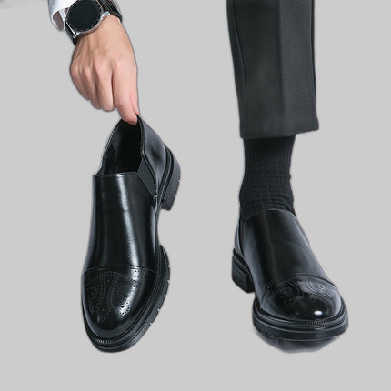 Men's Elastic Panel Dress Shoes Slip On - Black