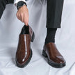 Men's Elastic Panel Dress Shoes Slip On - Brown
