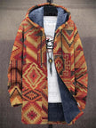 Men's Fleece Hooded Cardigan Colour Block - Orange