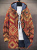 Men's Fleece Hooded Cardigan Colour Block - Orange