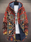 Men's Fleece Hooded Cardigan Colour Block - Red 1