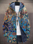 Men's Fleece Hooded Cardigan Colour Block - Blue