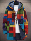 Men's Fleece Hooded Cardigan Colour Block - Multicolor 3