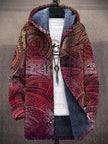 Men's Fleece Hooded Cardigan Colour Block - Red