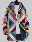 Men's Fleece Hooded Cardigan Colour Block - Rainbow