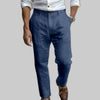 Men's Linen Blend Pants Straight Fit - Blue