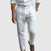 Men's Linen Blend Pants Straight Fit - White