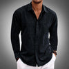 Men's Linen Blend Shirt Long Sleeve - Black