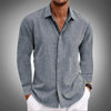 Men's Linen Blend Shirt Long Sleeve - Gray