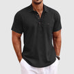 Men's Linen Polo Shirt Breathable - Black