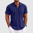 Men's Linen Polo Shirt Breathable - Dark Blue