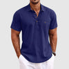 Men's Linen Polo Shirt Breathable - Dark Blue