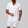 Men's Textured Shirt Shorts Set Summer - White