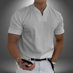 Gray men's V-neck t-shirt with short sleeves