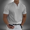 Gray men's V-neck t-shirt with short sleeves