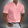Pink men's V-neck t-shirt with short sleeves