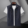 Dark blue men's zip-up vest with multiple pockets