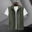 Army green men's zip-up vest with multiple pockets