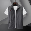 Gray men's zip-up vest with multiple pockets