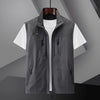 Gray men's zip-up vest with multiple pockets