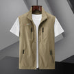 Khaki men's zip-up vest with multiple pockets