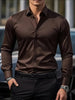 Men's Breathable Shirt Long Sleeve - Brown