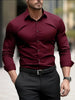 Men's Breathable Shirt Long Sleeve - Burgundy