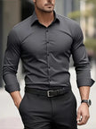 Men's Breathable Shirt Long Sleeve - Dark Gray