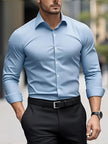 Men's Breathable Shirt Long Sleeve - Light Blue