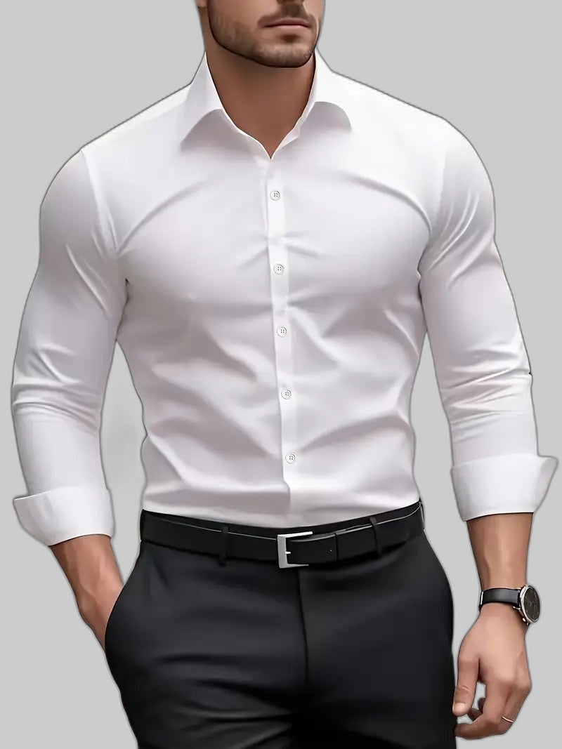 Men's Breathable Shirt Long Sleeve – White
